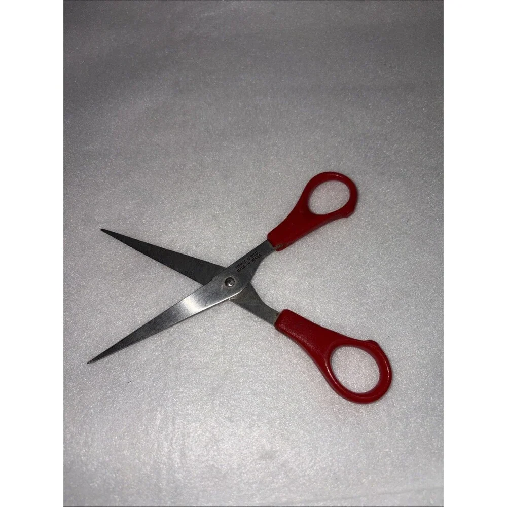 Vintage Red Handle Singer Sewing Shears 6” Stainless Steel